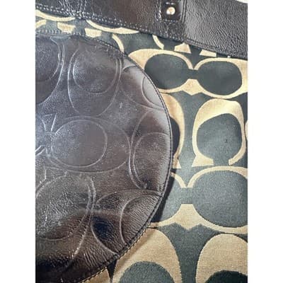 COACH Laura Signature Bag Tote Purse F18335 Black Cream - Thumbnail 19