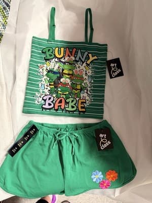 Girls Easter Outfit Top Shorts Custom Design Exclusive 1/1 NWT Bunny Babe Spring - Thumbnail 14