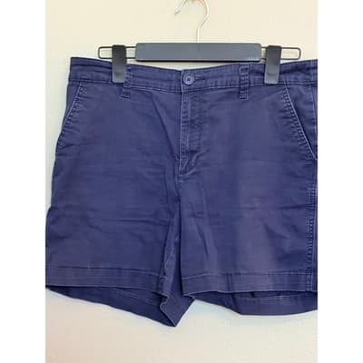 A New Day Blue Chino Shorts Mid Rise Button Zip Casual Size 8 EUC - Thumbnail 3