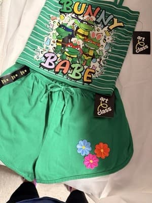 Girls Easter Outfit Top Shorts Custom Design Exclusive 1/1 NWT Bunny Babe Spring - Thumbnail 5