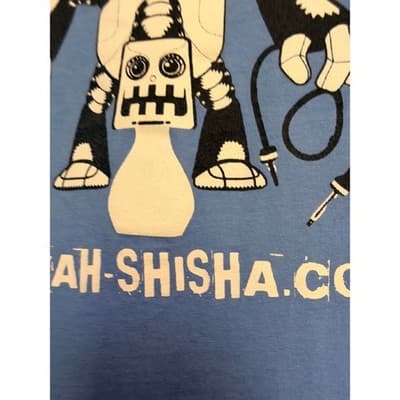 Hanes Hookah Shisha Graphic T Shirt Blue Crew Neck Short Sleeve Men's M - Thumbnail 2