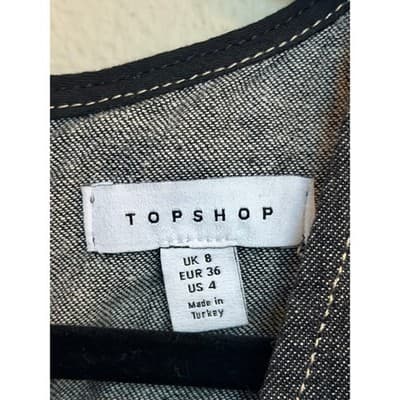 TOPSHOP Halter Corset Zipper Front Raw Hem Denim Crop Top Black Size 4 - Thumbnail 7
