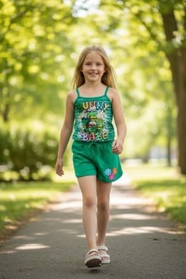 Girls Easter Outfit Top Shorts Custom Design Exclusive 1/1 NWT Bunny Babe Spring - Thumbnail 3