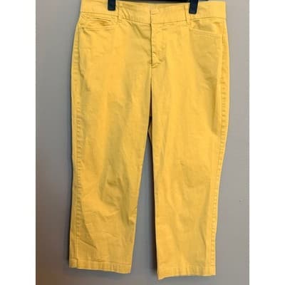 JM Collection Yellow Cropped Chino Pants Mid Rise Casual Size 12 NWOT - Thumbnail 2