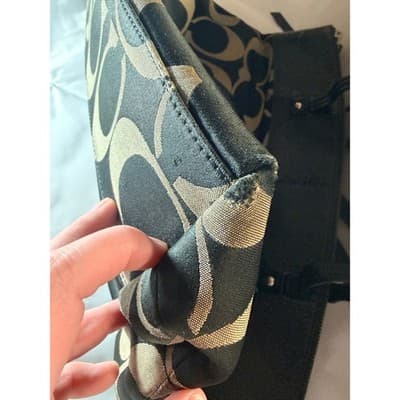 COACH Laura Signature Bag Tote Purse F18335 Black Cream - Thumbnail 17