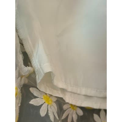 Forever 21 Daisy Ruffle-Hem Woven Fully Lined Mini Skirt White Yellow M NWOT - Thumbnail 5
