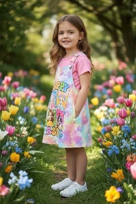 Girls Easter Disney Princess Overall Dress Custom Design 1/1 OOAK Embellished - Thumbnail 4