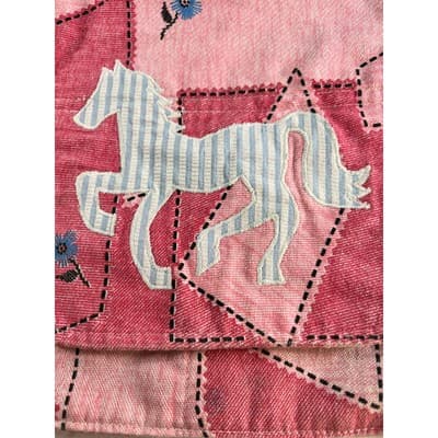 Rare Purse Cloth Handbag Sandbags Brand Vintage Horse Crossbody Bag DoubleFabric - Thumbnail 7