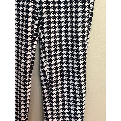 SHEIN Black White Houndstooth Stretch Pull On Pants Slim Fit Size 4 NWOT - Thumbnail 4