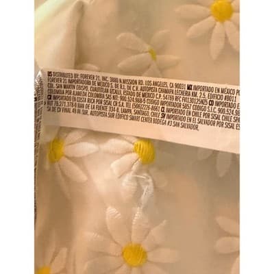 Forever 21 Daisy Ruffle-Hem Woven Fully Lined Mini Skirt White Yellow M NWOT - Thumbnail 15