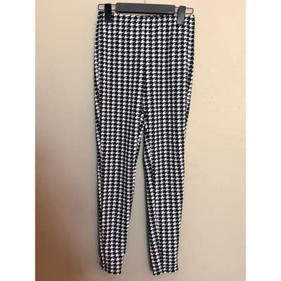 SHEIN Black White Houndstooth Stretch Pull On Pants Slim Fit Size 4 NWOT - Thumbnail 3