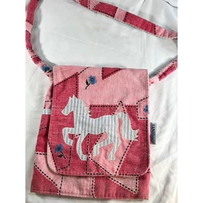 Rare Purse Cloth Handbag Sandbags Brand Vintage Horse Crossbody Bag DoubleFabric - Thumbnail 2