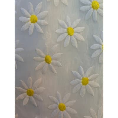 Forever 21 Daisy Ruffle-Hem Woven Fully Lined Mini Skirt White Yellow M NWOT - Thumbnail 9