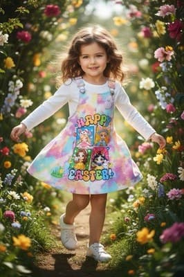 Girls Easter Disney Princess Overall Dress Custom Design 1/1 OOAK Embellished - Thumbnail 2