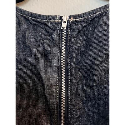 TOPSHOP Halter Corset Zipper Front Raw Hem Denim Crop Top Black Size 4 - Thumbnail 12