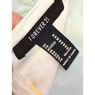 Forever 21 Daisy Ruffle-Hem Woven Fully Lined Mini Skirt White Yellow M NWOT - Thumbnail 11