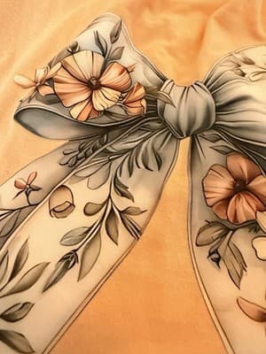Girls Cat & Jack Lattice Bow Blouse Top Shirt Custom Design 1/1 OOAK Peach Gray - Thumbnail 2