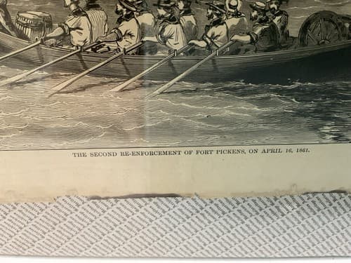 Antique Newspaper Civil War 1861 Second Re-Enforcement Harper’s Military 1800s - Thumbnail 7