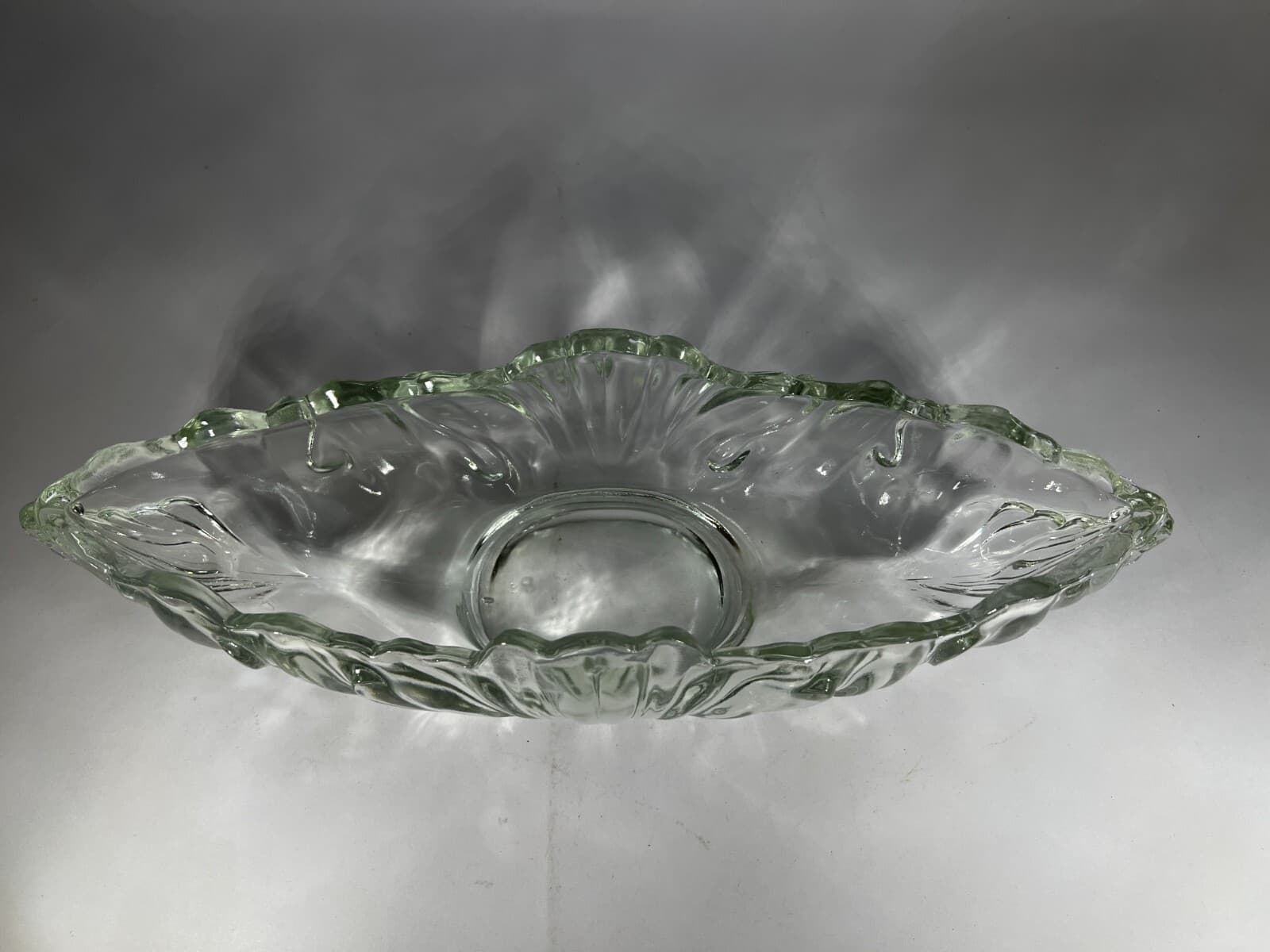 Gorgeous Vintage Clear Crystal Glass Gondola Boat Serving Dish Bowl Unique 4 lbs - Thumbnail 4