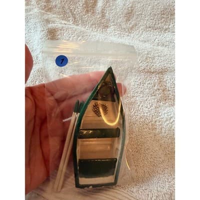Vintage 1950s Wooden Skiff Row Boat Miniature Fishing Boat w/ Paddles Nautical - Thumbnail 20