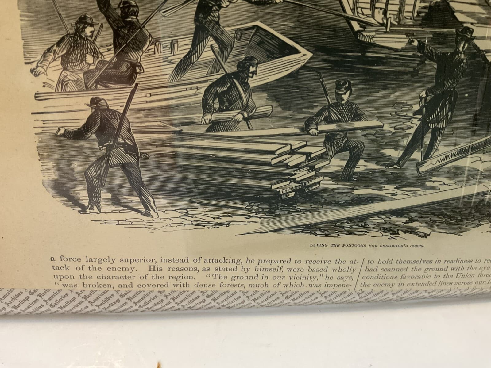 Antique Wood Engraving Civil War 1863 Laying The Pontoons Harper’s Military - Thumbnail 7