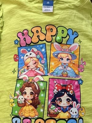 Girls Easter Disney Princess Top Shirt Blouse Custom Design 1/1 OOAK Rare Green - Thumbnail 2