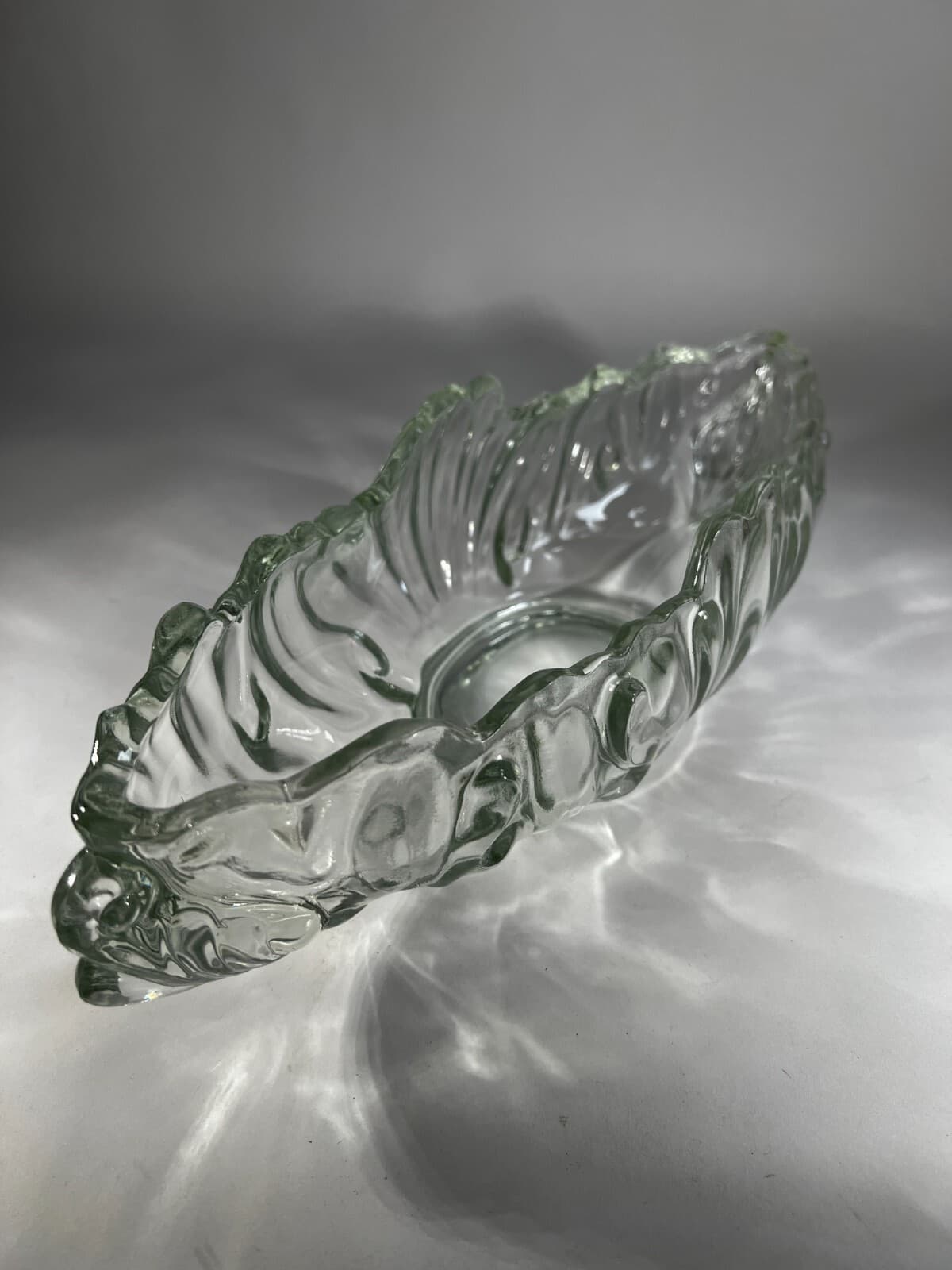 Gorgeous Vintage Clear Crystal Glass Gondola Boat Serving Dish Bowl Unique 4 lbs - Thumbnail 7