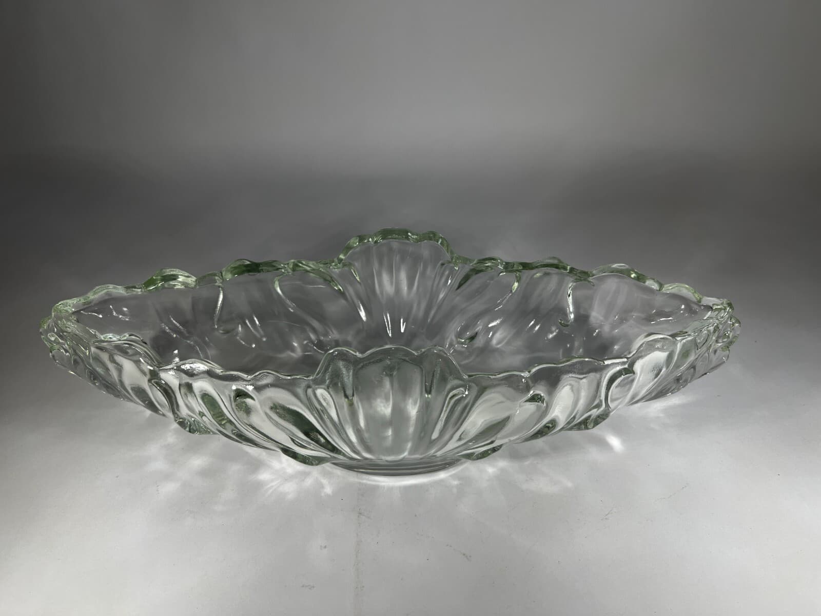 Gorgeous Vintage Clear Crystal Glass Gondola Boat Serving Dish Bowl Unique 4 lbs - Thumbnail 2