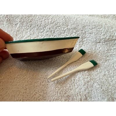 Vintage 1950s Wooden Skiff Row Boat Miniature Fishing Boat w/ Paddles Nautical - Thumbnail 12