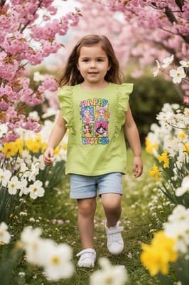 Girls Easter Disney Princess Top Shirt Blouse Custom Design 1/1 OOAK Rare Green - Thumbnail 5