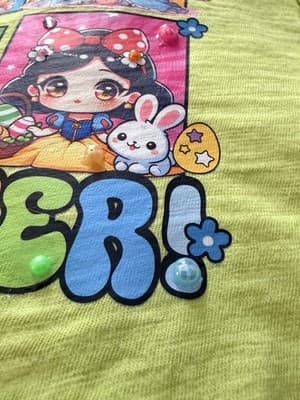 Girls Easter Disney Princess Top Shirt Blouse Custom Design 1/1 OOAK Rare Green - Thumbnail 6