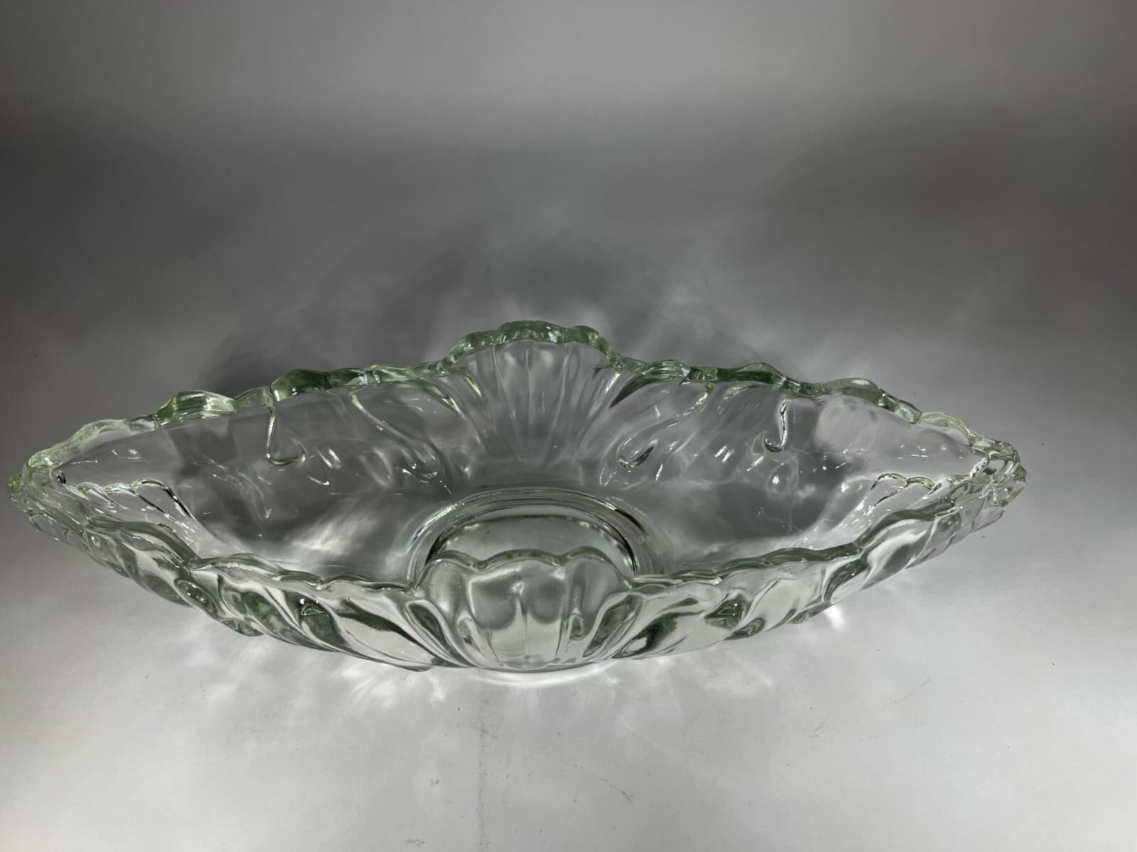 Gorgeous Vintage Clear Crystal Glass Gondola Boat Serving Dish Bowl Unique 4 lbs - Thumbnail 3