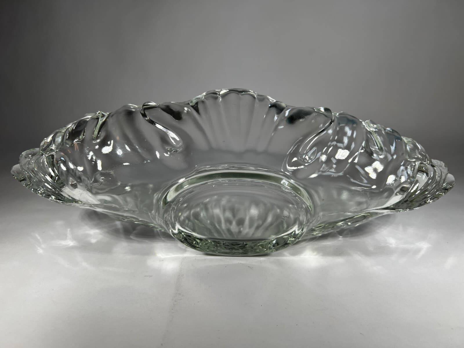 Gorgeous Vintage Clear Crystal Glass Gondola Boat Serving Dish Bowl Unique 4 lbs - Thumbnail 19