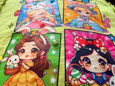 Girls Easter Disney Princess Top Shirt Blouse Custom Design 1/1 OOAK Rare Green - Thumbnail 9
