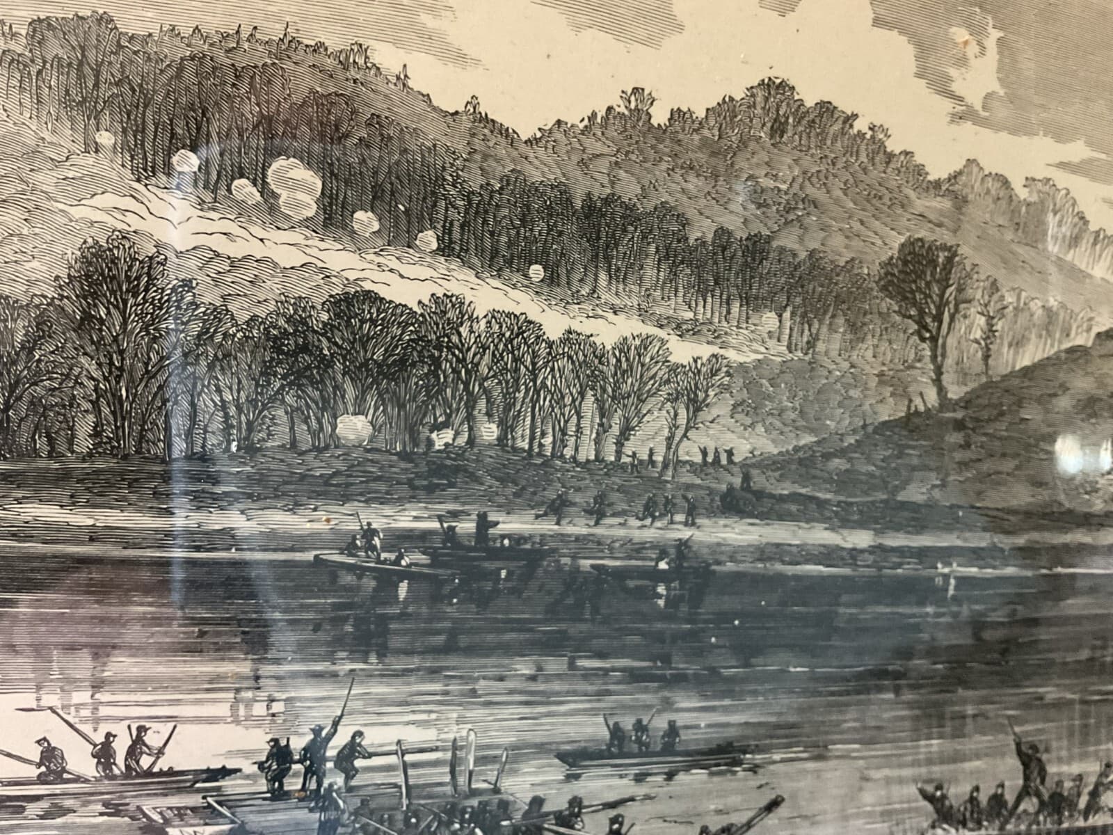 Antique Wood Engraving Civil War 1863 Laying The Pontoons Harper’s Military - Thumbnail 8