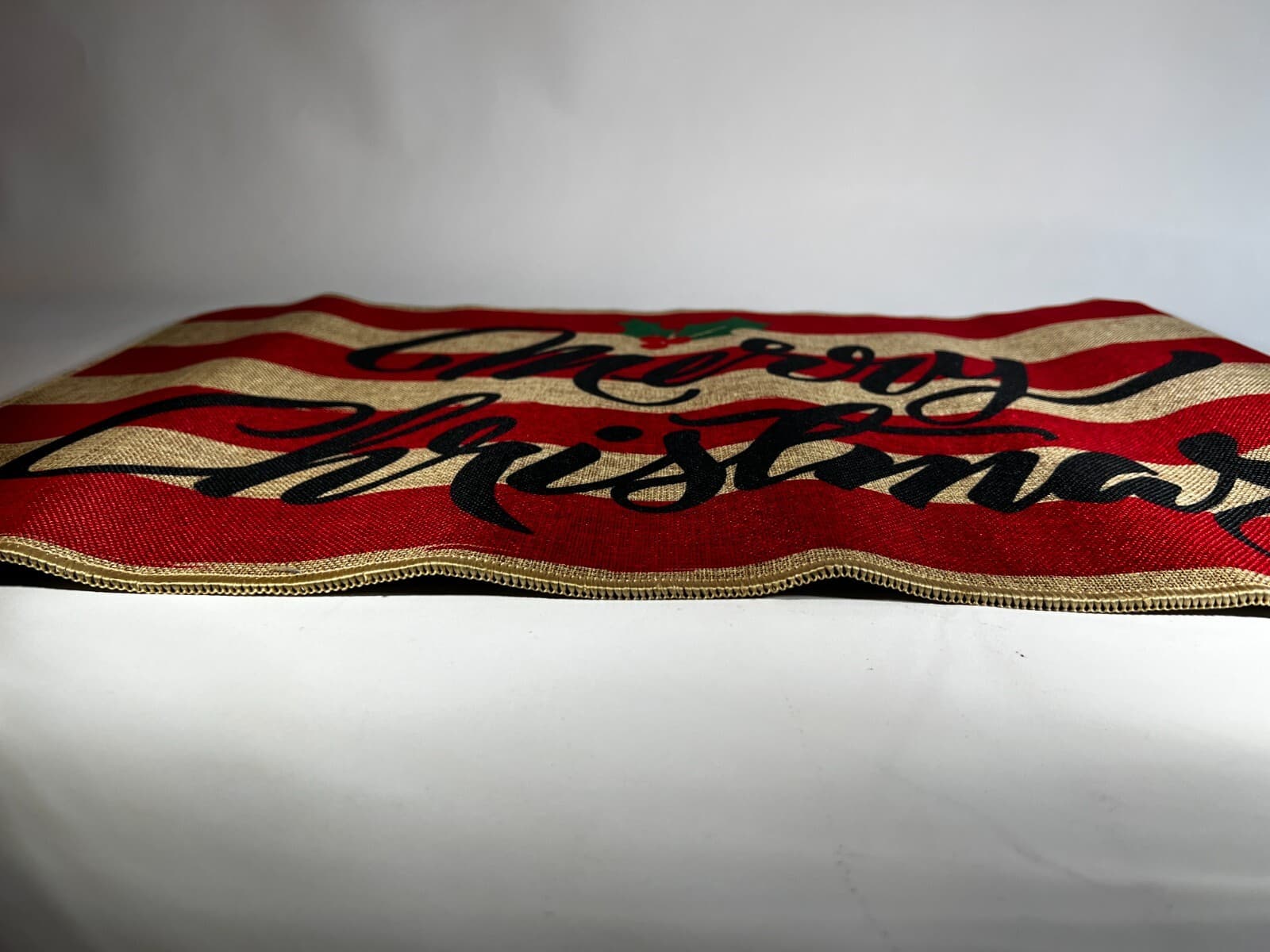NEW Merry Christmas Rug Doormat Rubber Back Indoor Outdoor Red Natural - Thumbnail 5