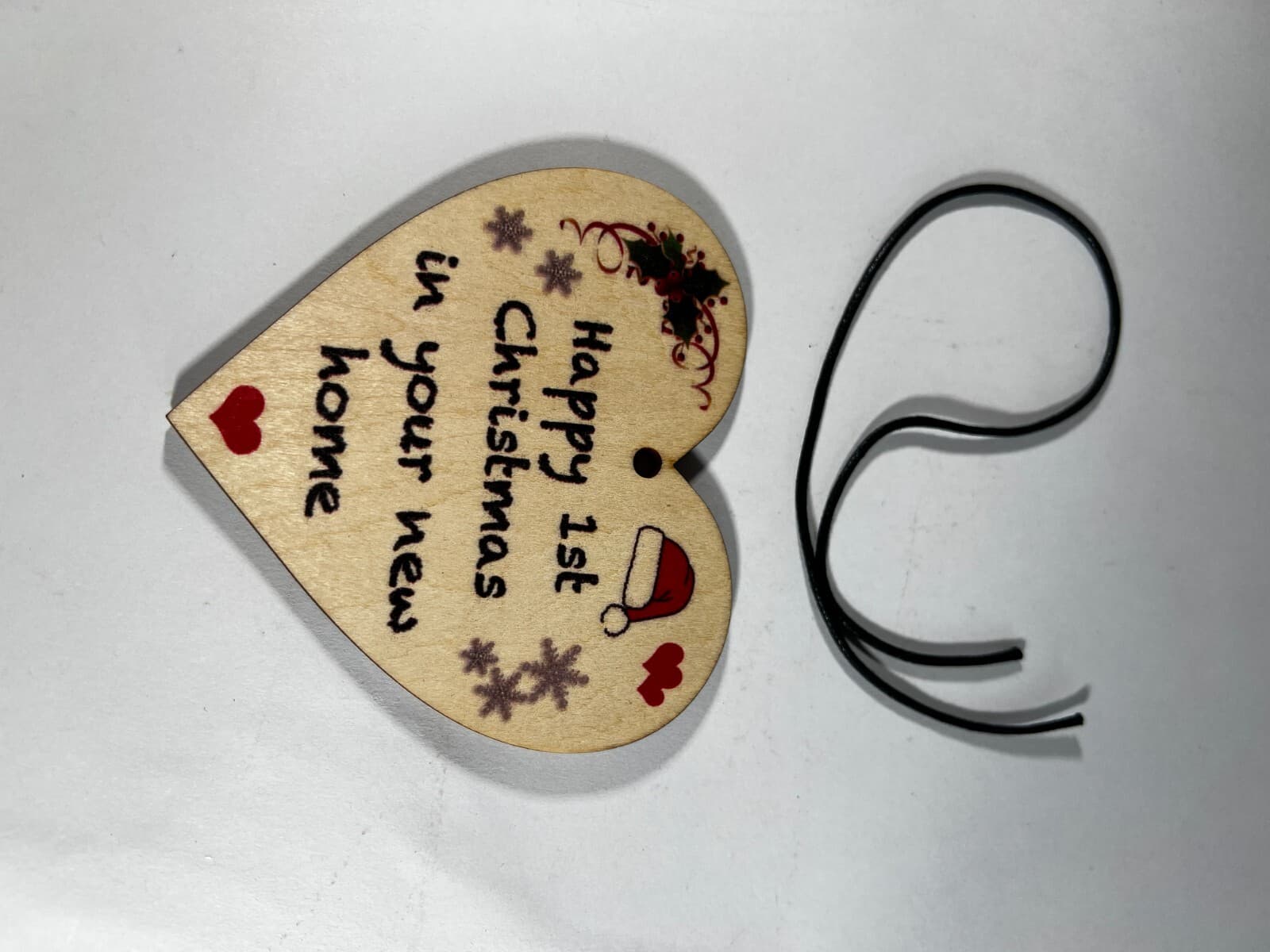 NEW Wooden Heart Christmas Ornament Happy 1st Christmas in Your New Home - Thumbnail 5