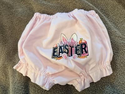 Girls Pink Easter Bunny Ears Bloomers Custom Design 1/1 Exclusive OOAK 💕 12 M - Thumbnail 5