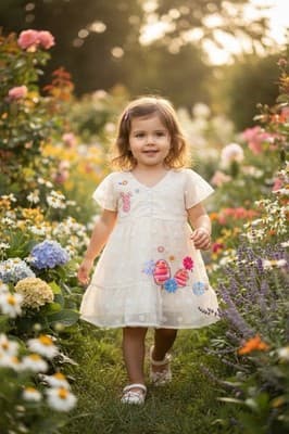 Girls Gorgeous Ivory Overlay Easter Dress Custom Design 1/1 Exclusive OOAK Rare - Thumbnail 4