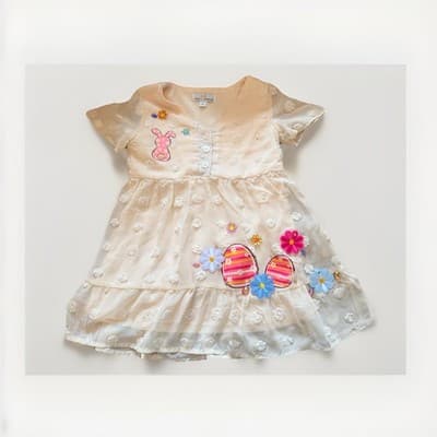 Girls Gorgeous Ivory Overlay Easter Dress Custom Design 1/1 Exclusive OOAK Rare - Thumbnail 10