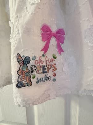 Girls White Eyelet Easter Dress Custom Design FOR PEEPS SAKE Exclusive OOAK 💕 - Thumbnail 2