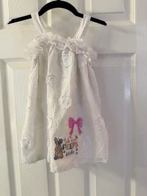 Girls White Eyelet Easter Dress Custom Design FOR PEEPS SAKE Exclusive OOAK 💕 - Thumbnail 3