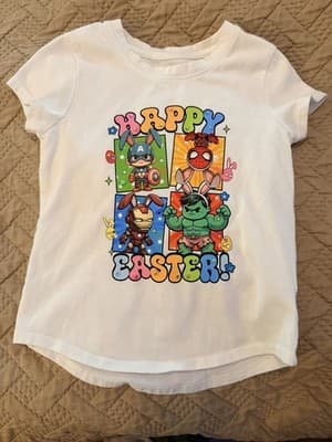 Girls Easter Marvel Top Custom Design 1/1 OOAK Spiderman Hulk Iron Man Shirt - Thumbnail 2