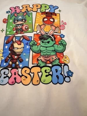 Girls Easter Marvel Top Custom Design 1/1 OOAK Spiderman Hulk Iron Man Shirt - Thumbnail 3