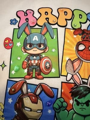 Girls Easter Marvel Top Custom Design 1/1 OOAK Spiderman Hulk Iron Man Shirt - Thumbnail 5