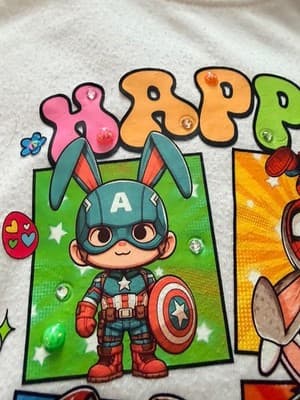Girls Easter Marvel Top Custom Design 1/1 OOAK Spiderman Hulk Iron Man Shirt - Thumbnail 14
