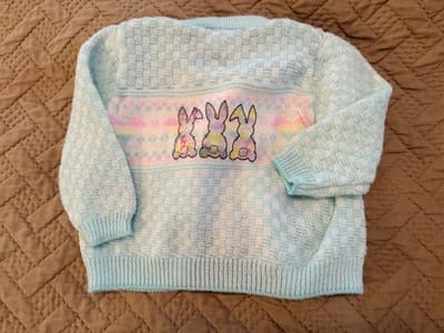 Snuggle Alert Vintage Easter Sweater Upstyled Toddler 12 M Custom Design Bunnies - Thumbnail 7