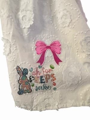 Girls White Eyelet Easter Dress Custom Design FOR PEEPS SAKE Exclusive OOAK 💕 - Thumbnail 14