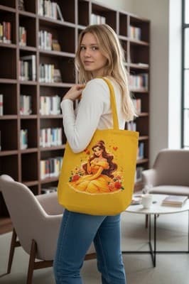 Beauty & Beast Belle Fabric Tote Custom Design OOAK Exclusive 1/1 Embellished - Thumbnail 2