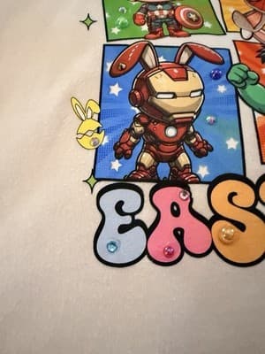 Girls Easter Marvel Top Custom Design 1/1 OOAK Spiderman Hulk Iron Man Shirt - Thumbnail 4